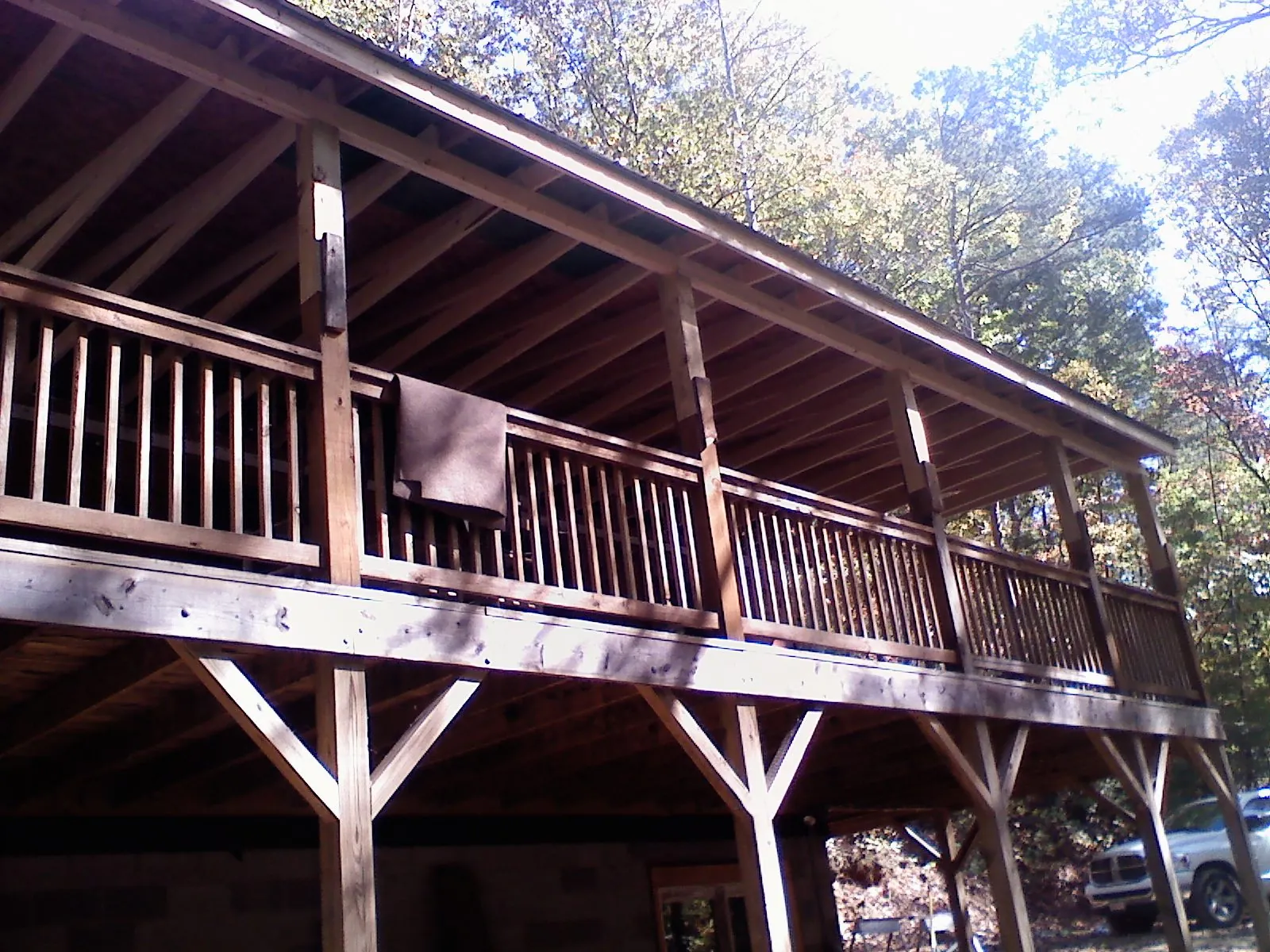 Timber framing under a new elevated porch and deck — Roof Leak Repair in Twain Harte by Roofing Brothers